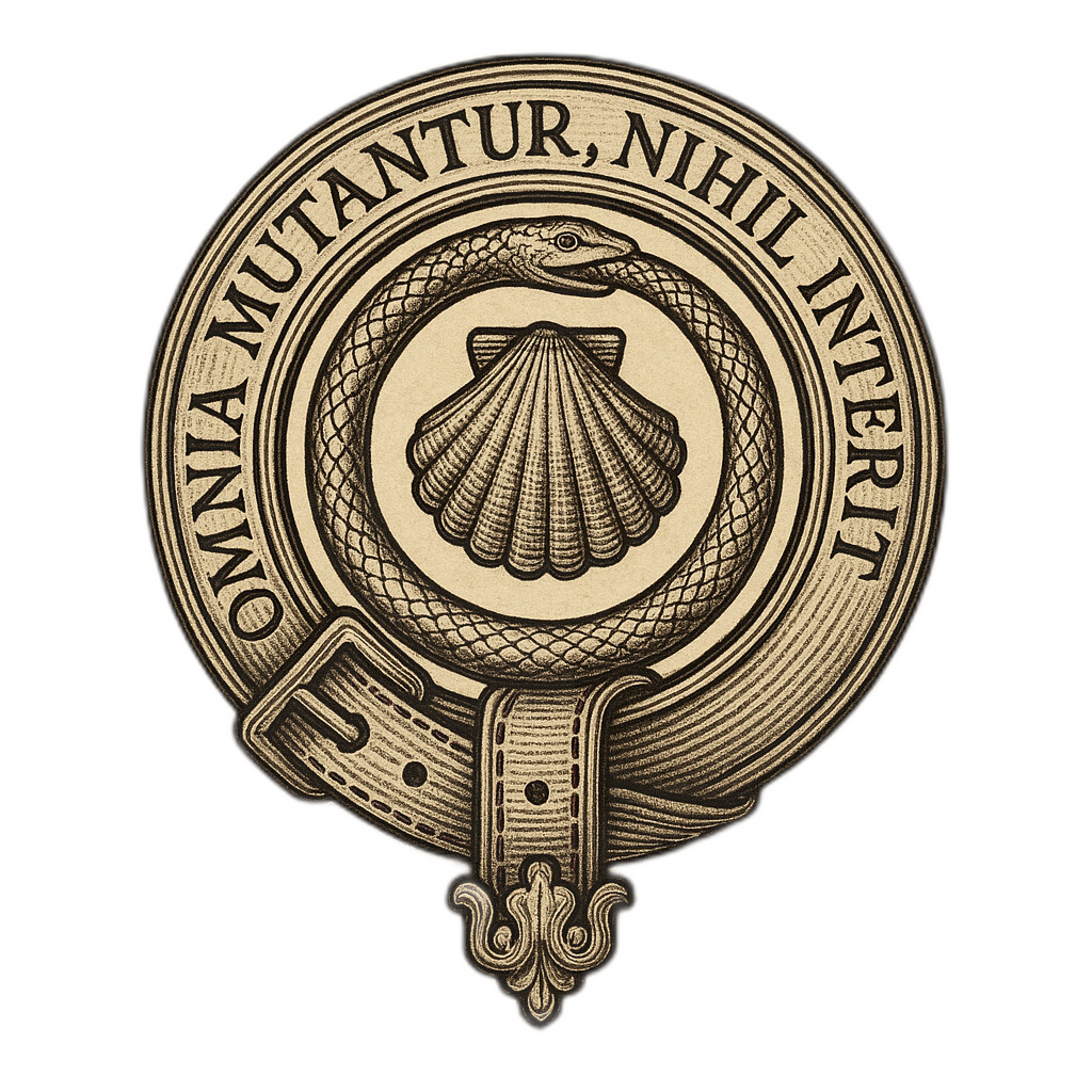 Baltersan Heritage Ltd crest featuring an ouroboros and scallop shell